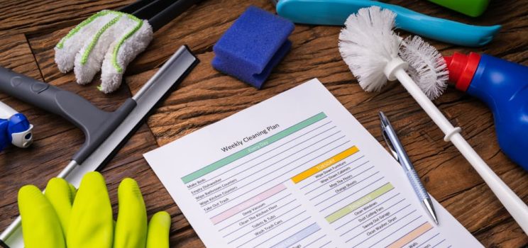 What should be specified in a cleaning schedule